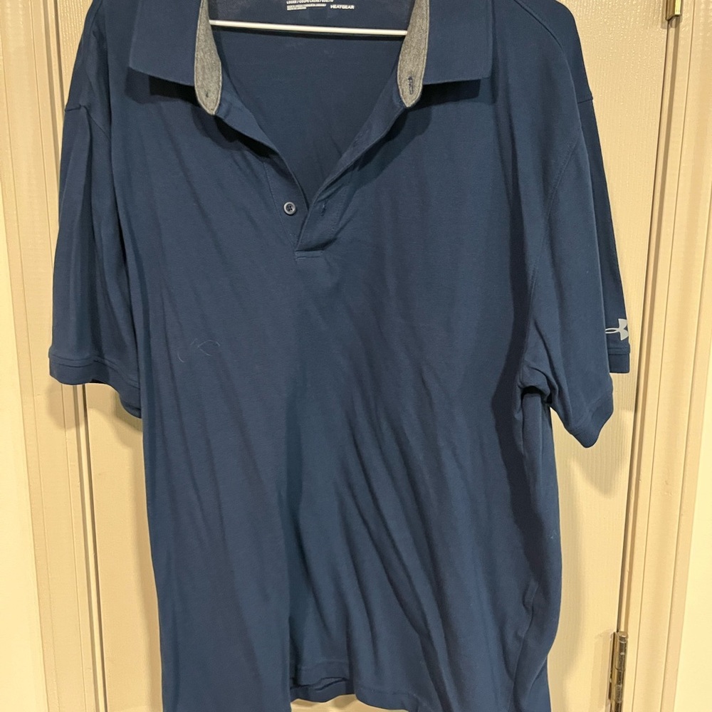 Under Armour Men's Dark Blue Polo with Contrast Inner Collar